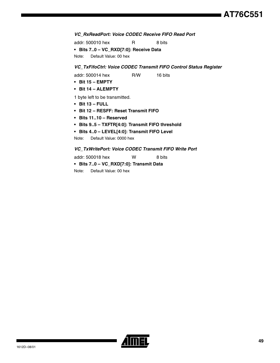 Rainbow Electronics AT76C551 User Manual | Page 49 / 77