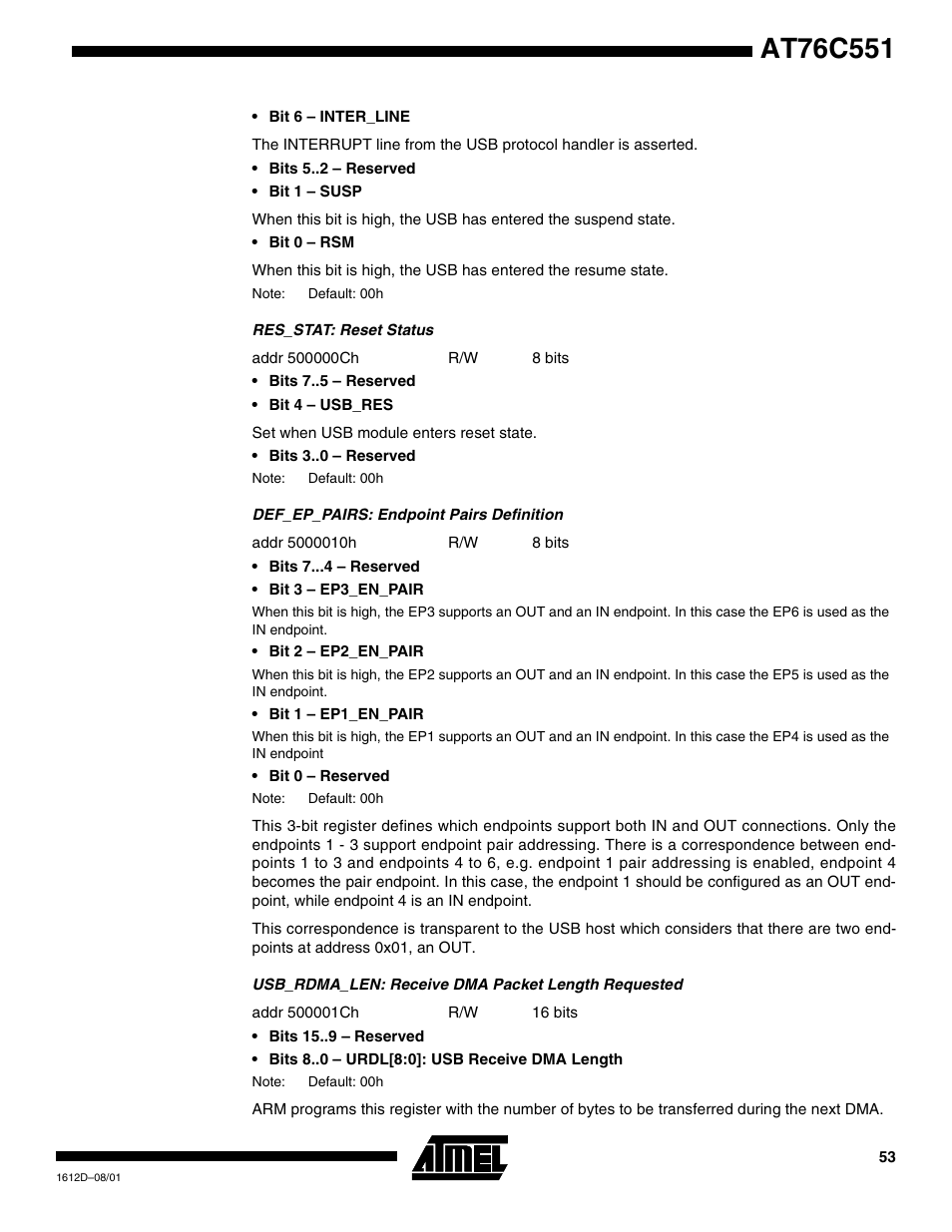Rainbow Electronics AT76C551 User Manual | Page 53 / 77