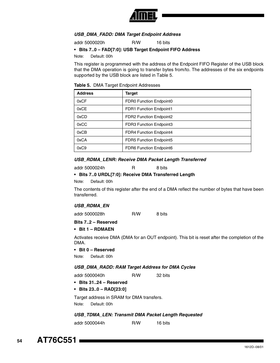 Rainbow Electronics AT76C551 User Manual | Page 54 / 77