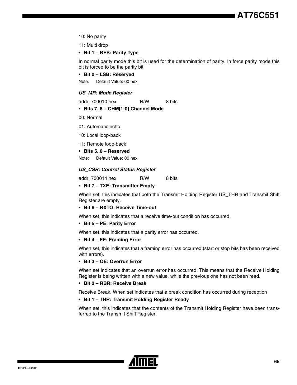 Rainbow Electronics AT76C551 User Manual | Page 65 / 77