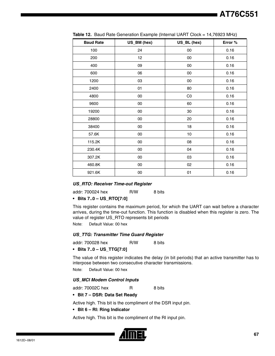 Rainbow Electronics AT76C551 User Manual | Page 67 / 77