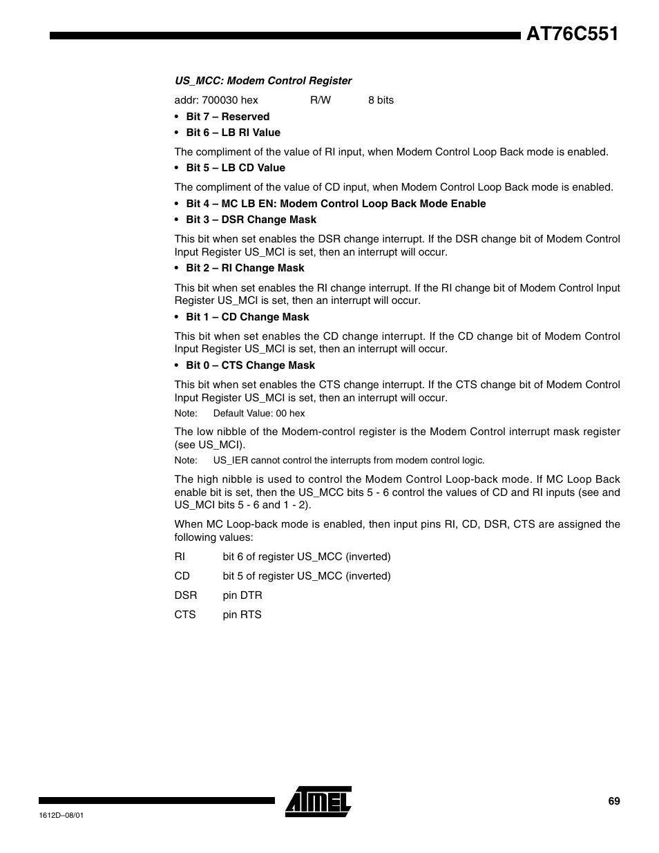Rainbow Electronics AT76C551 User Manual | Page 69 / 77