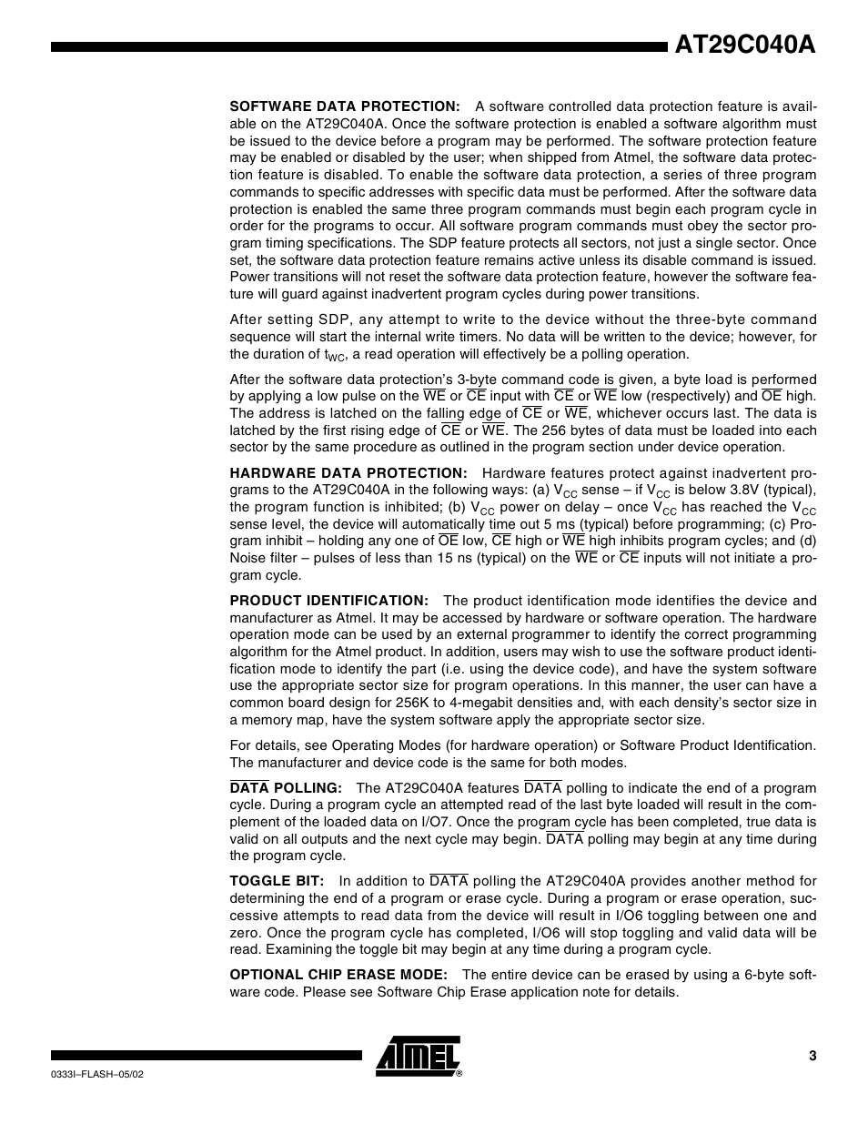 Rainbow Electronics AT29C040A User Manual | Page 3 / 17