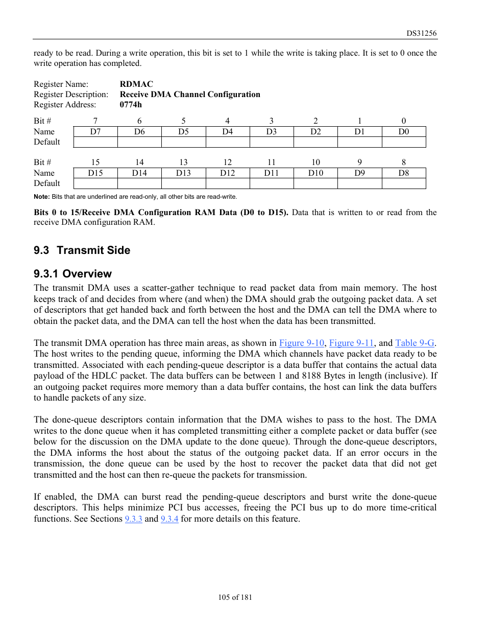 Transmit side, Overview, Ransmit | Tion, 3 transmit side, 1 overview | Rainbow Electronics DS31256 User Manual | Page 105 / 181