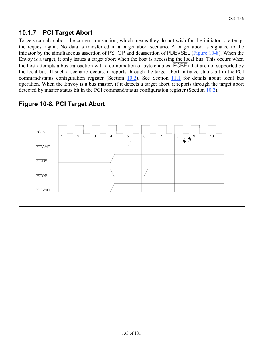 Pci target abort, Figure 10-8. pci target abort, 7 pci target abort | Rainbow Electronics DS31256 User Manual | Page 135 / 181