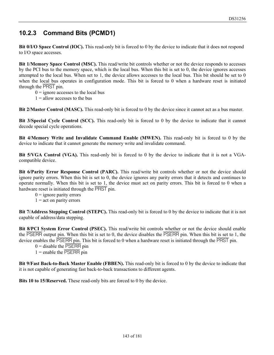 Command bits (pcmd1), 3 command bits (pcmd1) | Rainbow Electronics DS31256 User Manual | Page 143 / 181