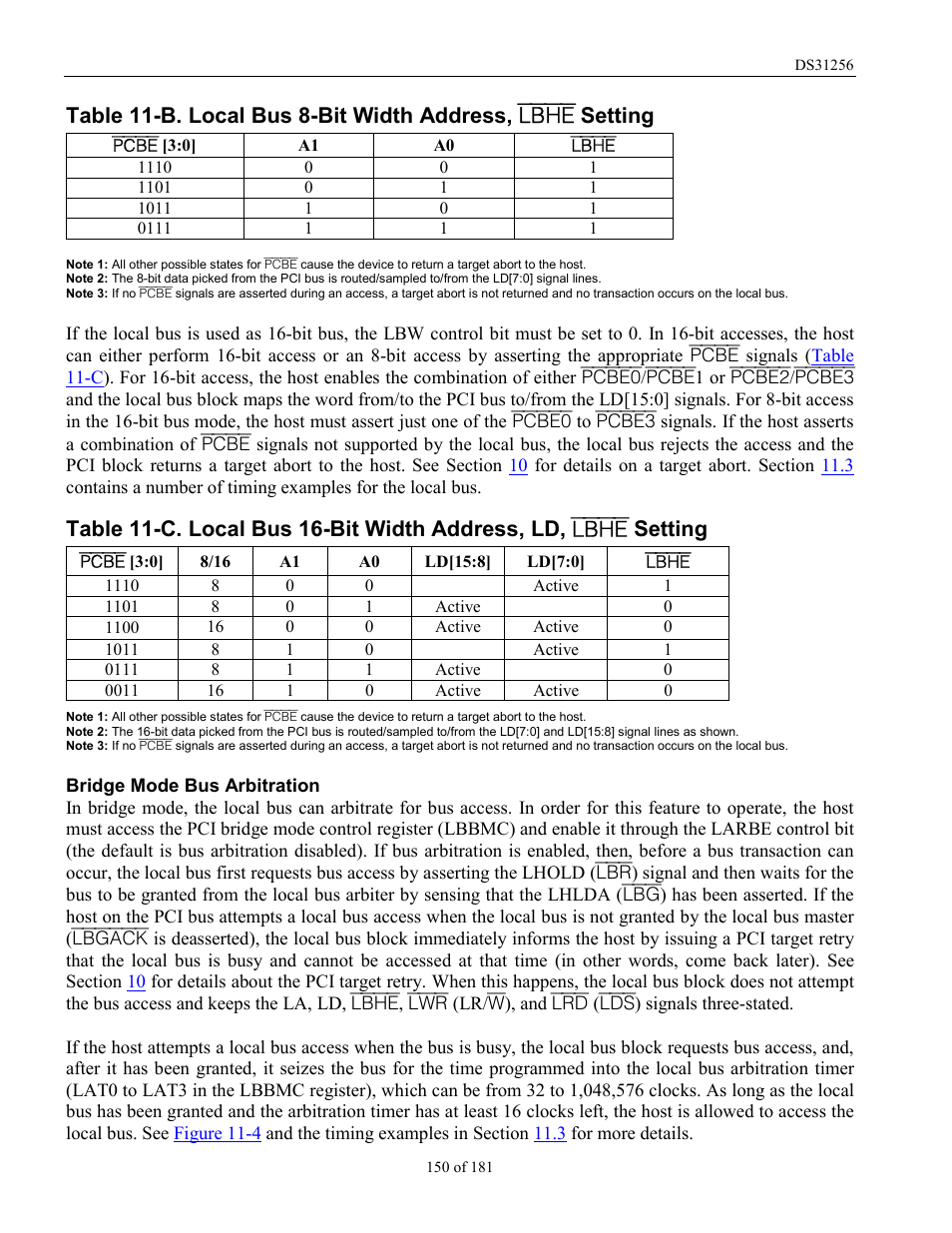 Table 11-b | Rainbow Electronics DS31256 User Manual | Page 150 / 181