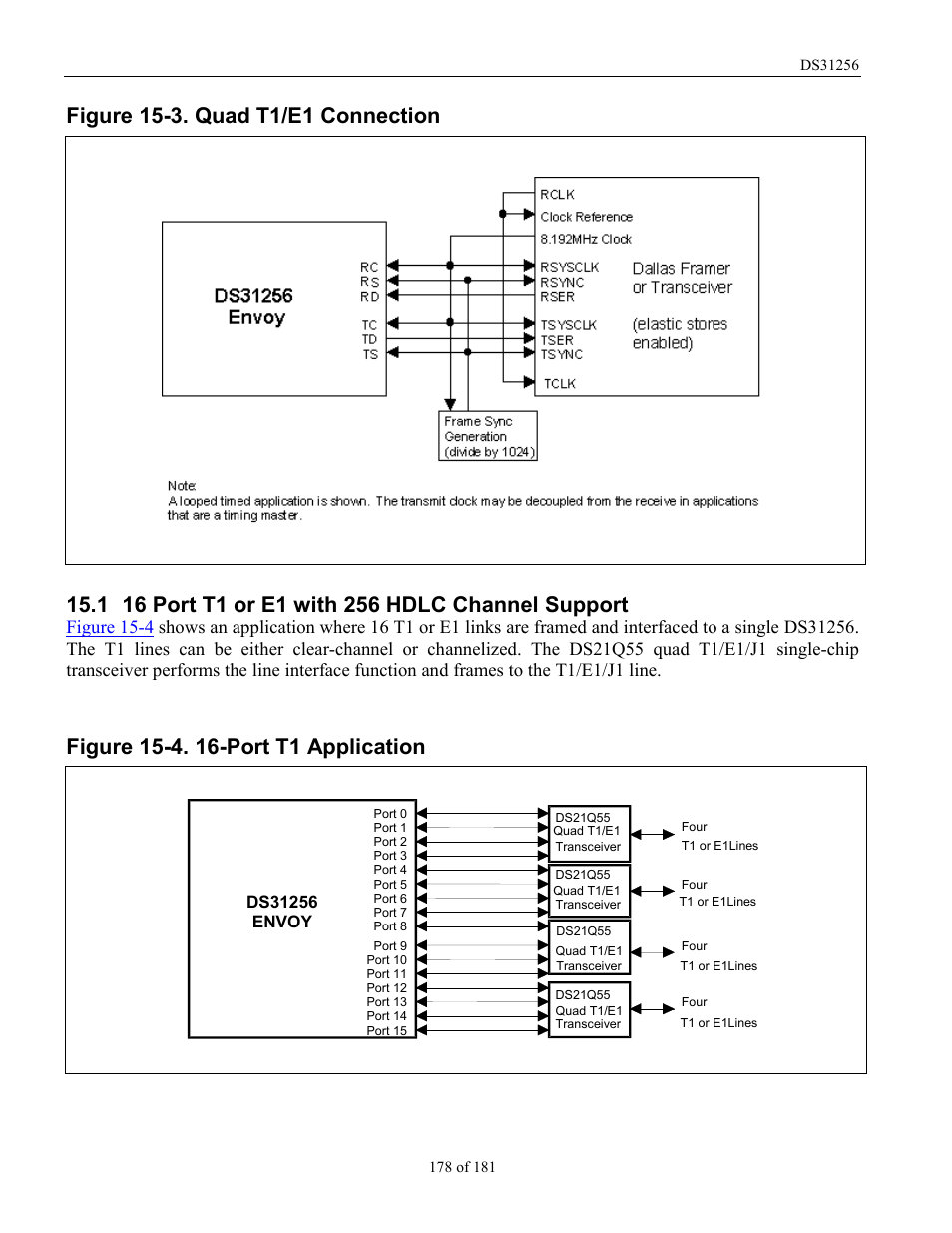 16 port t1 or e1 with 256 hdlc channel support, 16 p, With | 256 hdlc c, Hannel, Upport, Figure 15-3 | Rainbow Electronics DS31256 User Manual | Page 178 / 181