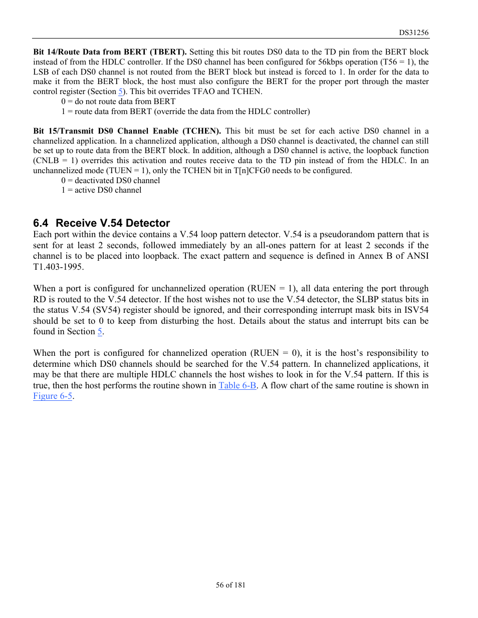 Receive v.54 detector, Eceive, V.54 d | Etector, 4 receive v.54 detector | Rainbow Electronics DS31256 User Manual | Page 56 / 181