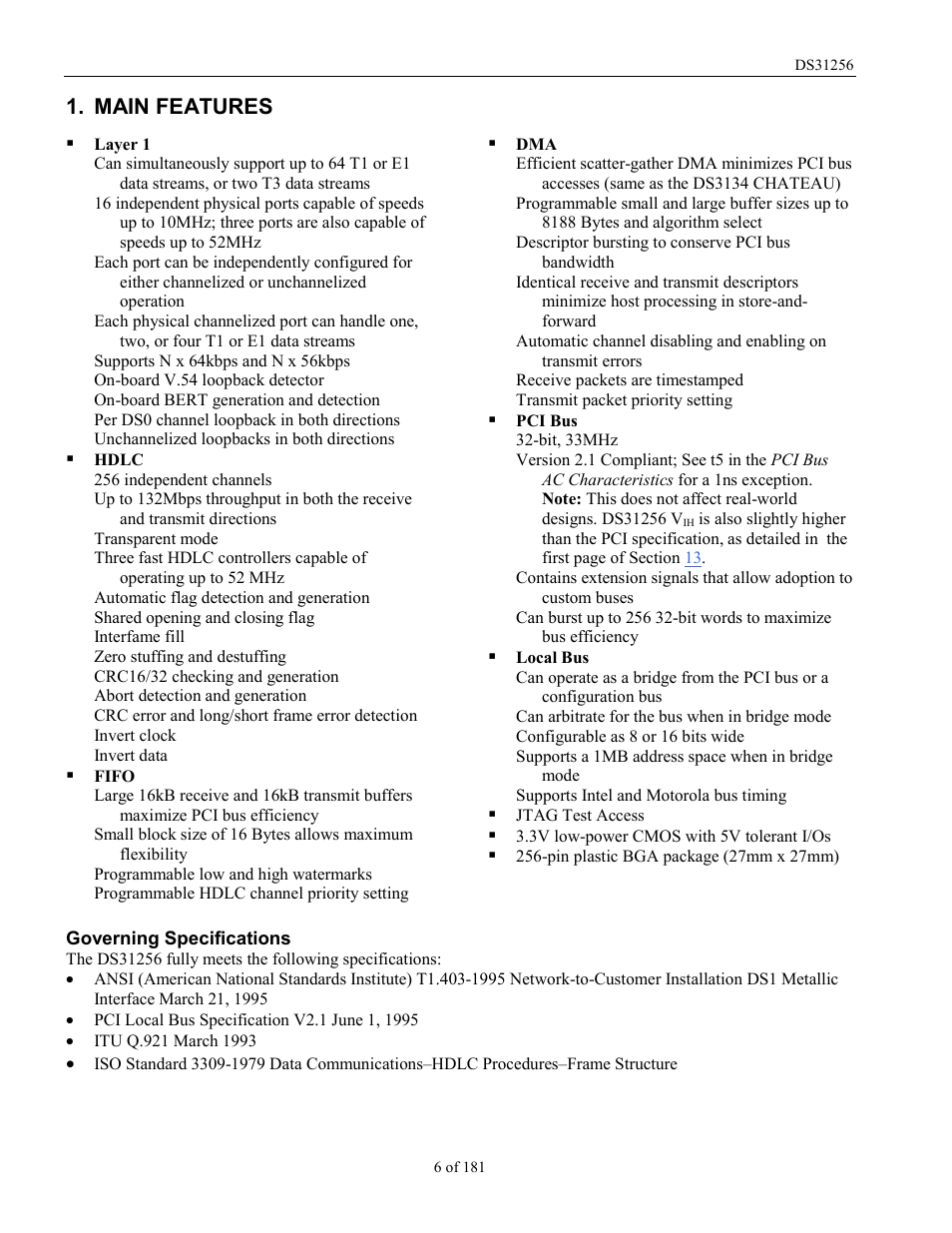 Main features | Rainbow Electronics DS31256 User Manual | Page 6 / 181