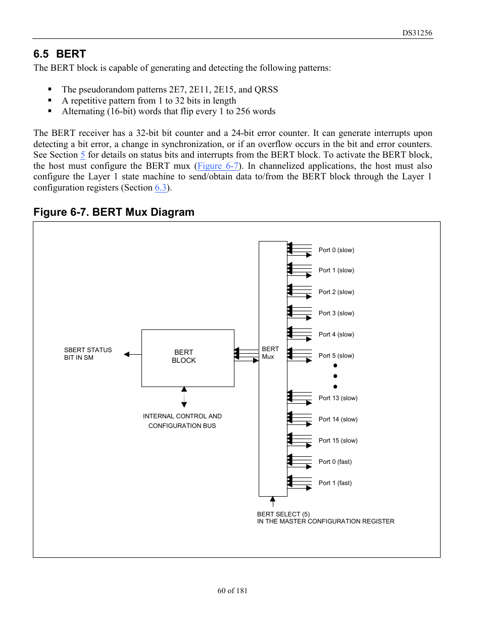 Bert, Figure 6-7. bert mux diagram, D in section | 5 bert | Rainbow Electronics DS31256 User Manual | Page 60 / 181