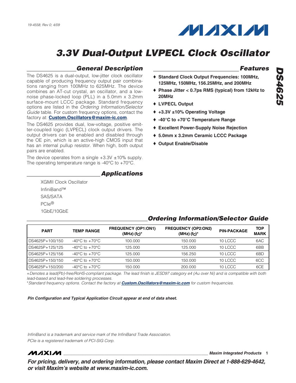 Rainbow Electronics DS4625 User Manual | 6 pages