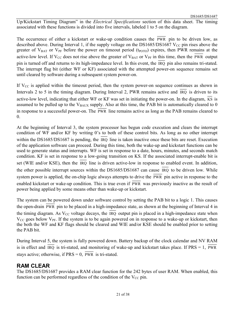 Ram clear | Rainbow Electronics DS1687 User Manual | Page 21 / 38