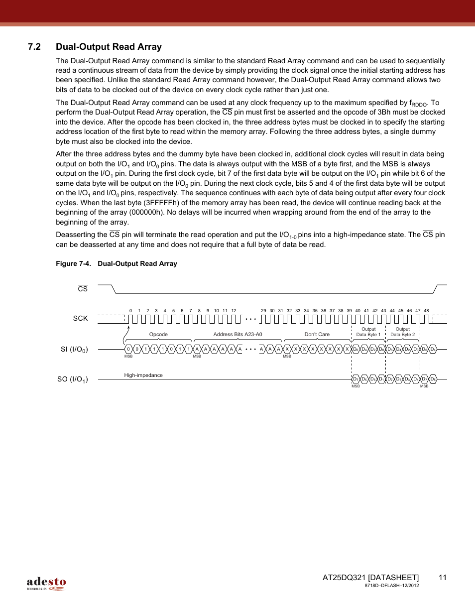 2 dual-output read array, And i/o, Si (i/o | Rainbow Electronics AT25DQ321 User Manual | Page 11 / 64