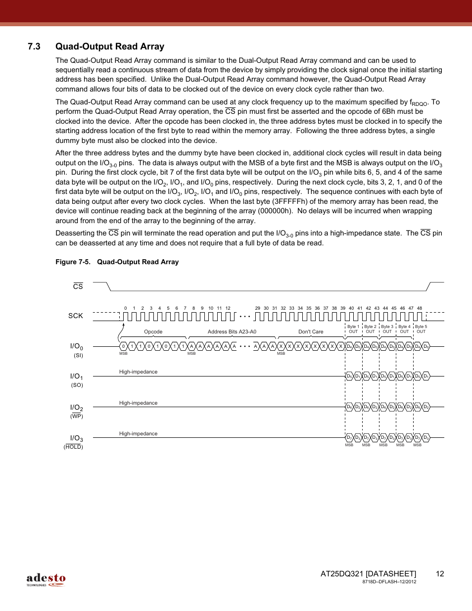 3 quad-output read array, And i/o | Rainbow Electronics AT25DQ321 User Manual | Page 12 / 64