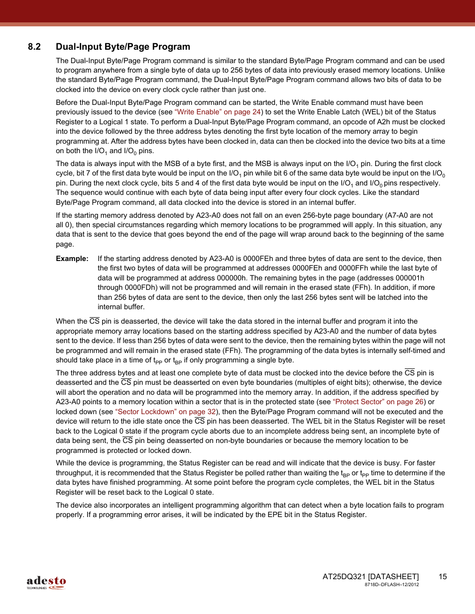 2 dual-input byte/page program | Rainbow Electronics AT25DQ321 User Manual | Page 15 / 64