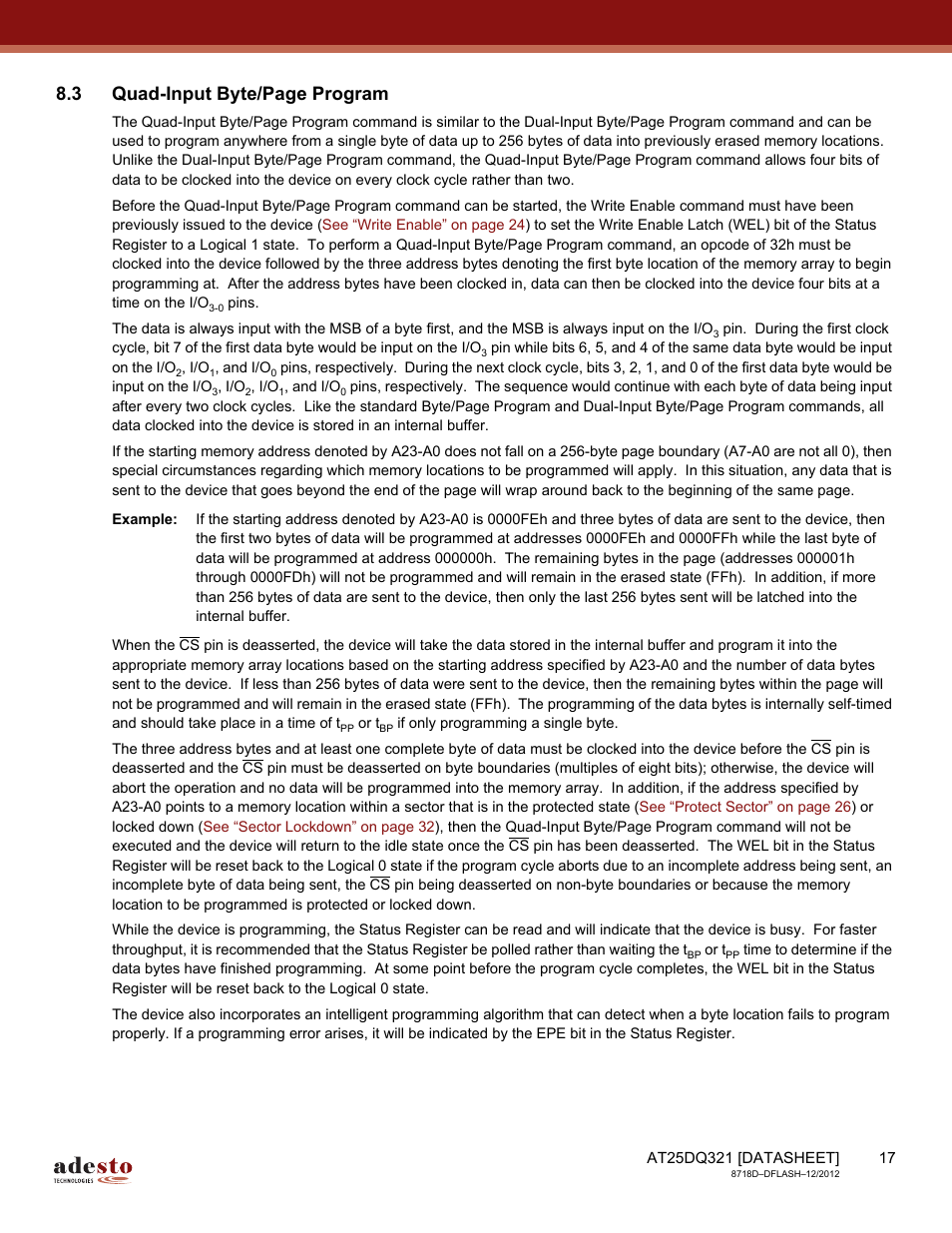 3 quad-input byte/page program | Rainbow Electronics AT25DQ321 User Manual | Page 17 / 64