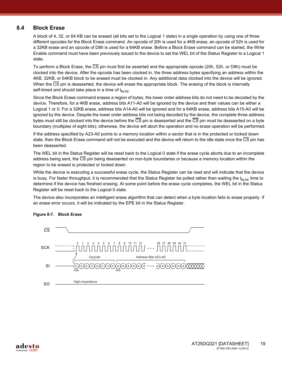 4 block erase | Rainbow Electronics AT25DQ321 User Manual | Page 19 / 64