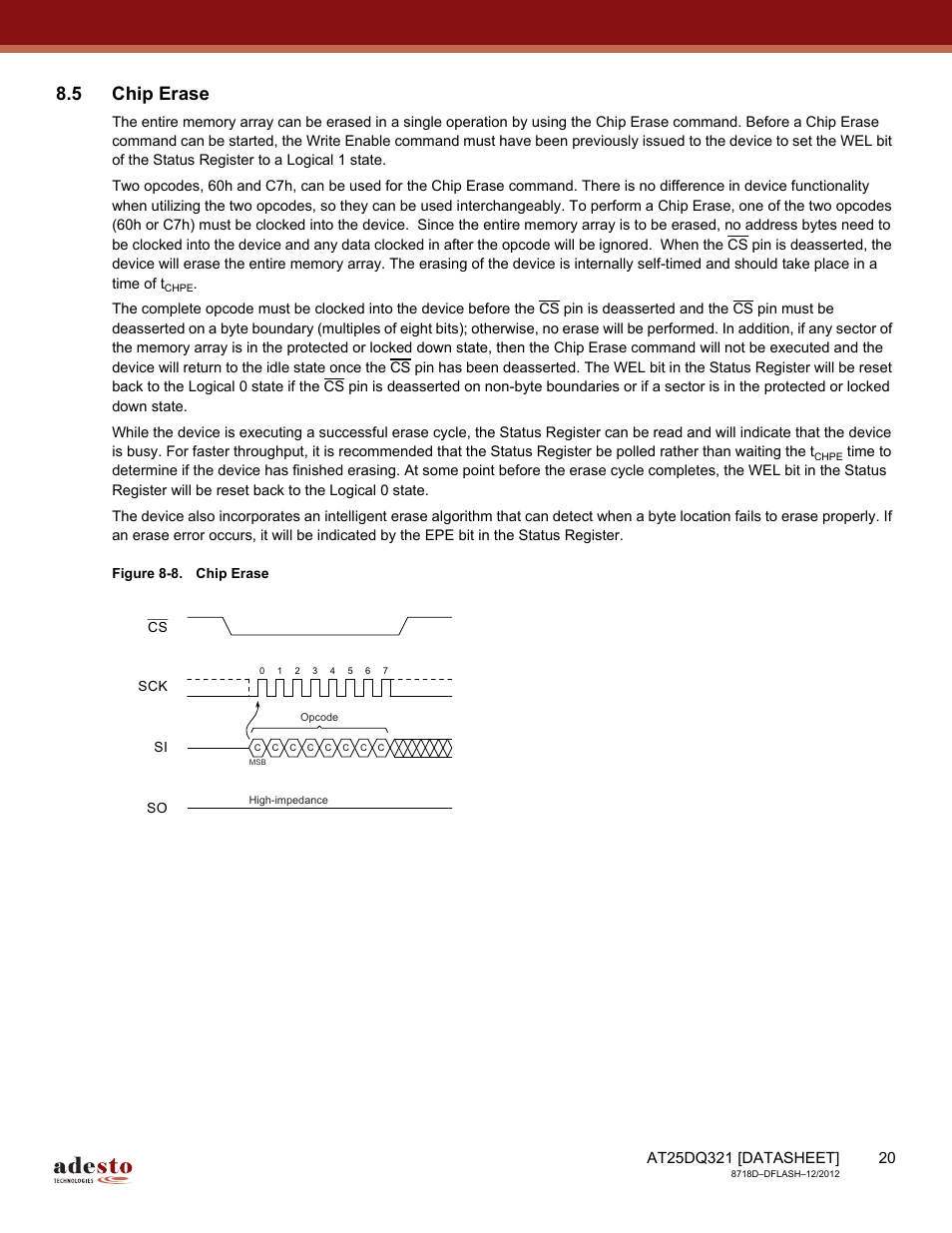 5 chip erase | Rainbow Electronics AT25DQ321 User Manual | Page 20 / 64