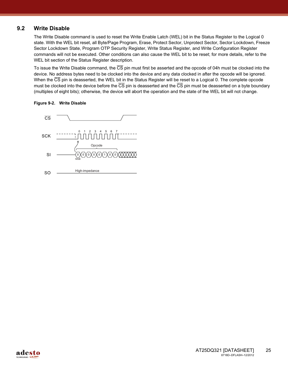 2 write disable | Rainbow Electronics AT25DQ321 User Manual | Page 25 / 64