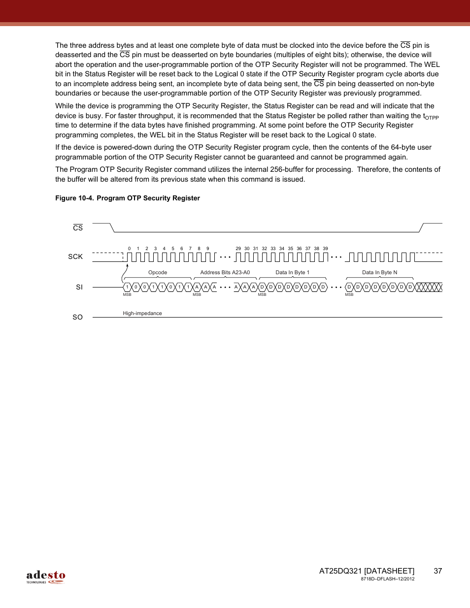 Rainbow Electronics AT25DQ321 User Manual | Page 37 / 64