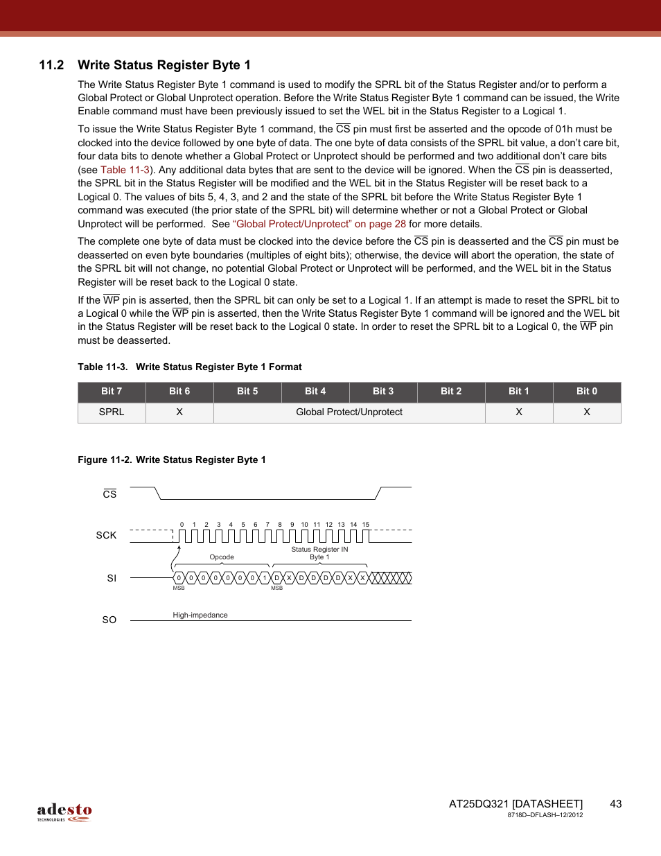 2 write status register byte 1 | Rainbow Electronics AT25DQ321 User Manual | Page 43 / 64