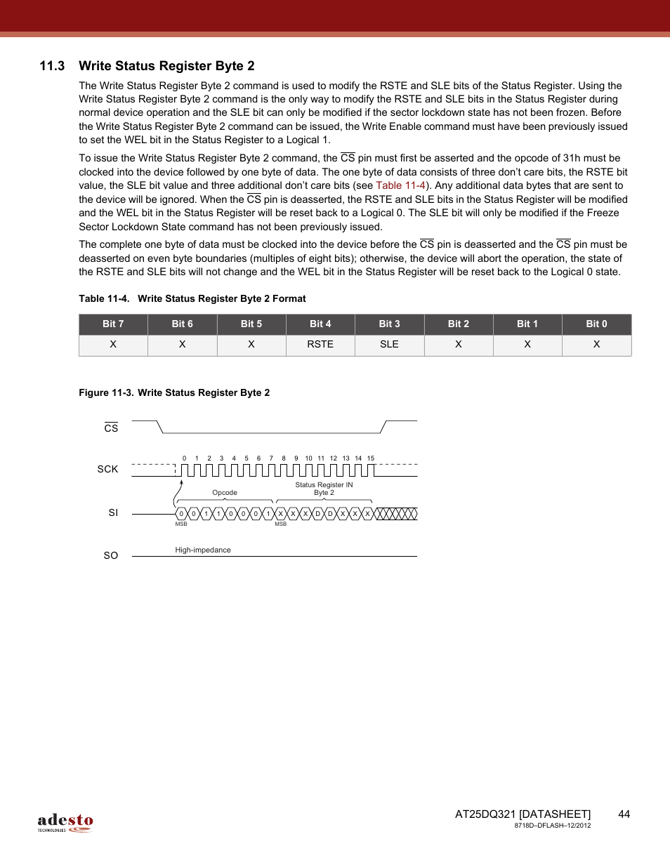 3 write status register byte 2 | Rainbow Electronics AT25DQ321 User Manual | Page 44 / 64