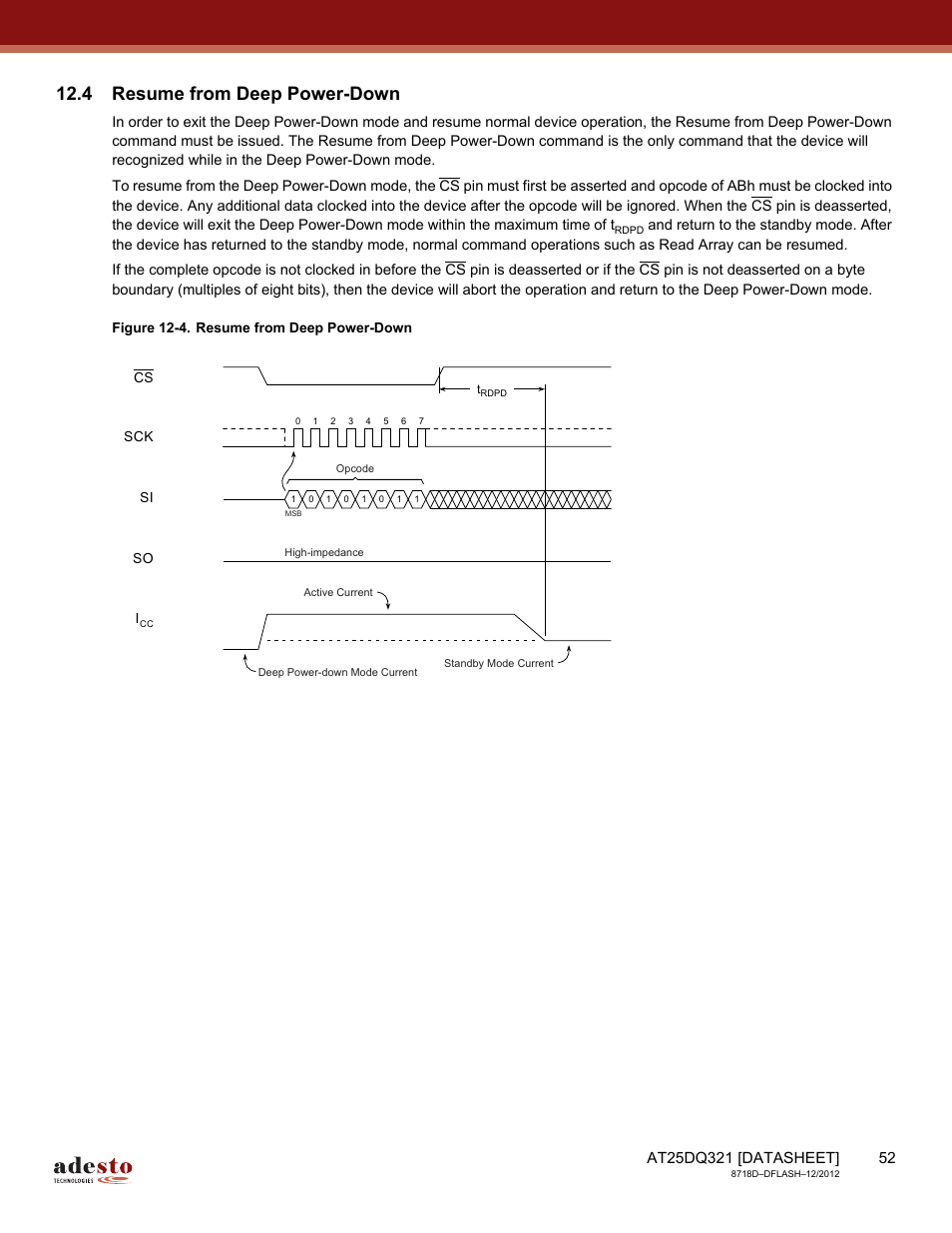 4 resume from deep power-down | Rainbow Electronics AT25DQ321 User Manual | Page 52 / 64