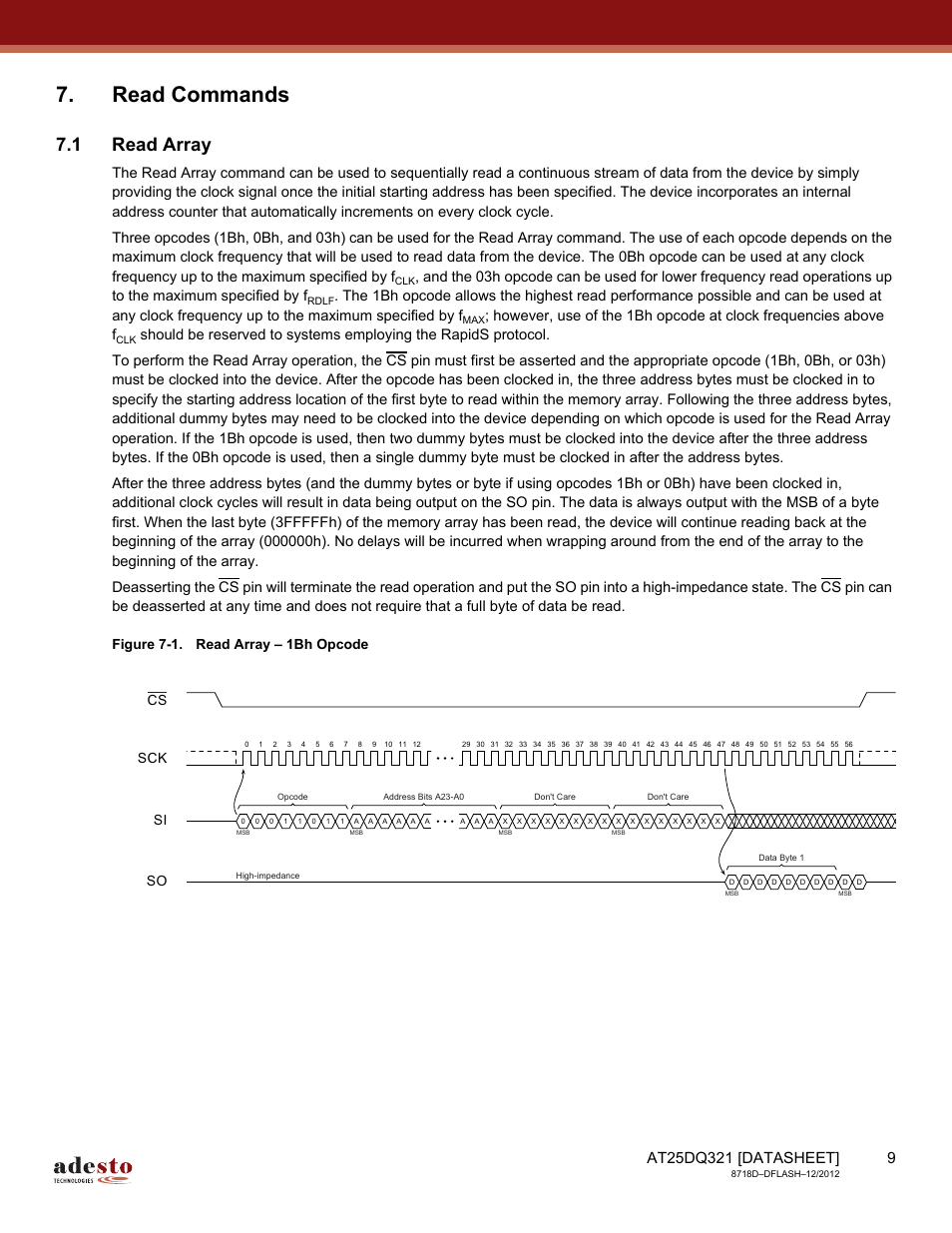 Read commands, 1 read array | Rainbow Electronics AT25DQ321 User Manual | Page 9 / 64