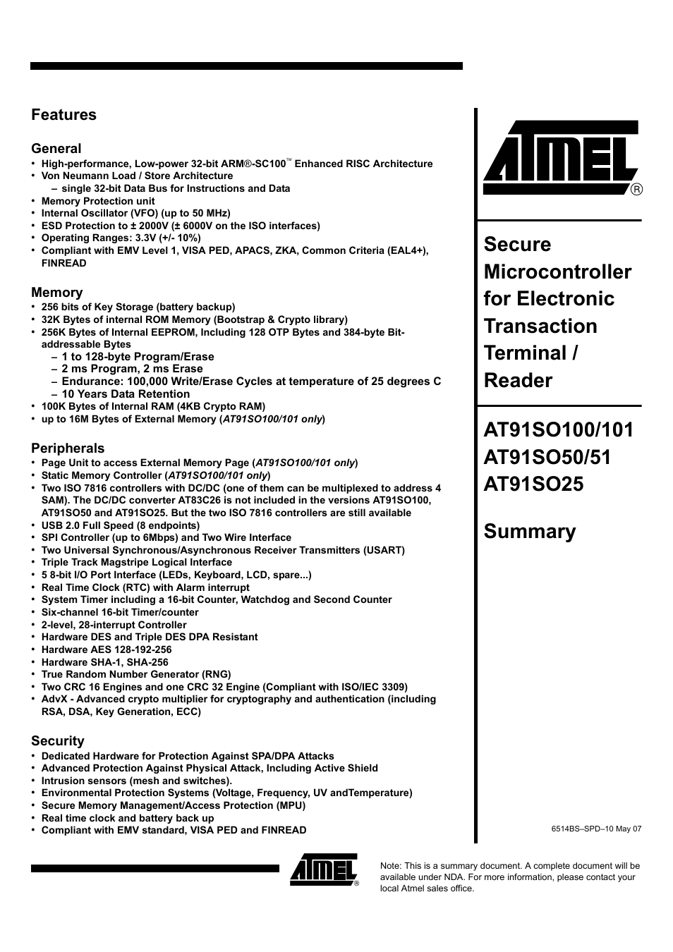 Rainbow Electronics AT91SO25 User Manual | 7 pages