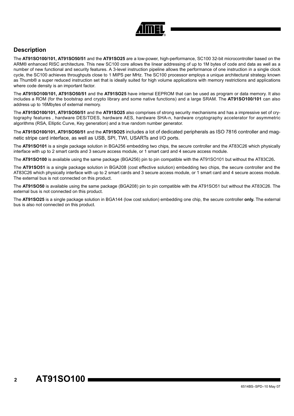 Description | Rainbow Electronics AT91SO25 User Manual | Page 2 / 7