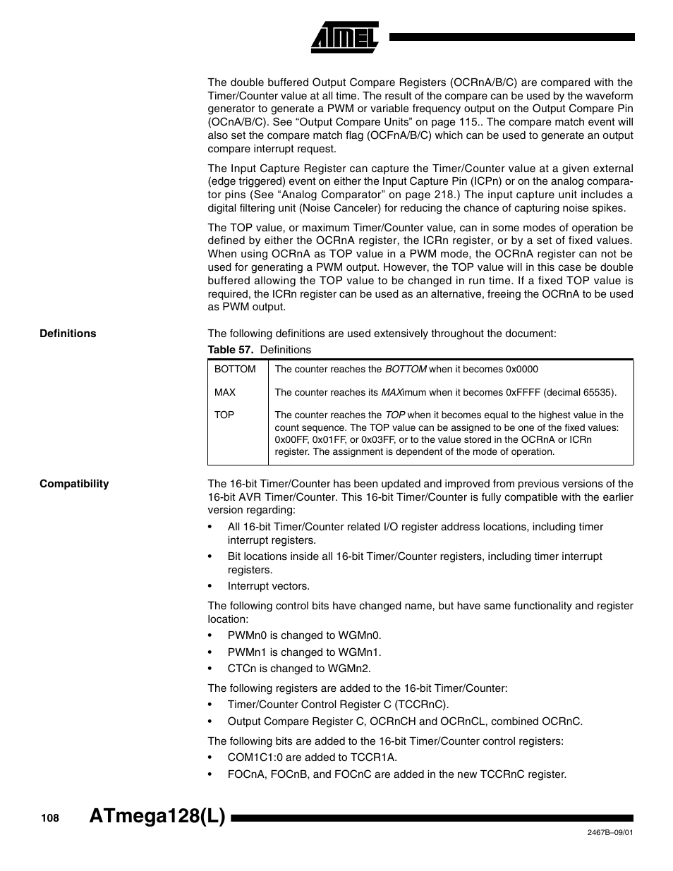 Definitions, Compatibility, Atmega128(l) | Rainbow Electronics ATmega128L User Manual | Page 108 / 331