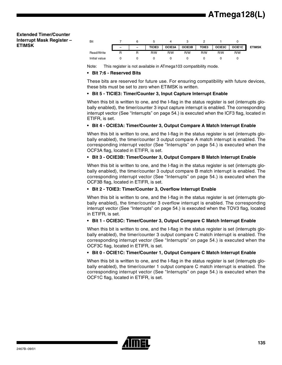 Atmega128(l) | Rainbow Electronics ATmega128L User Manual | Page 135 / 331