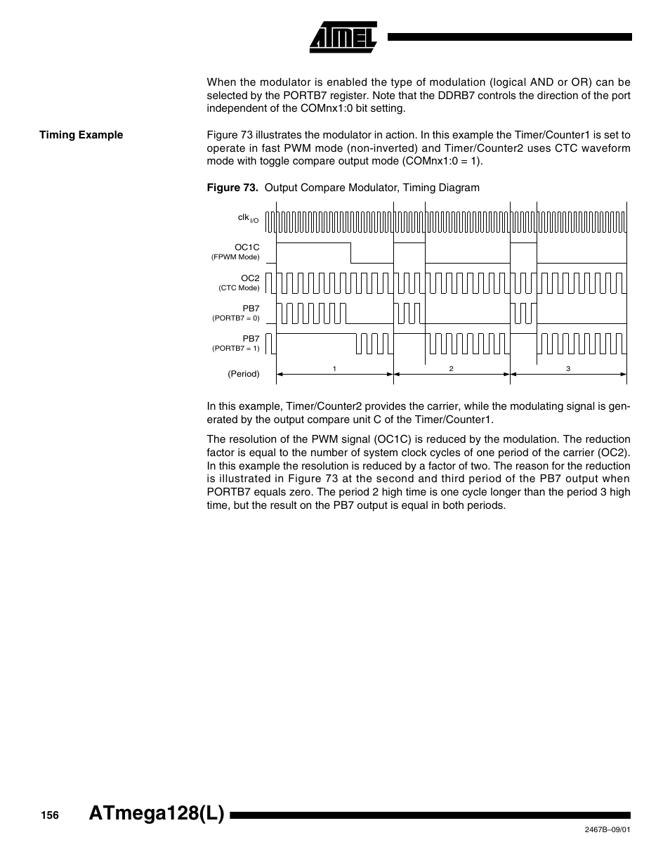 Timing example, Atmega128(l) | Rainbow Electronics ATmega128L User Manual | Page 156 / 331