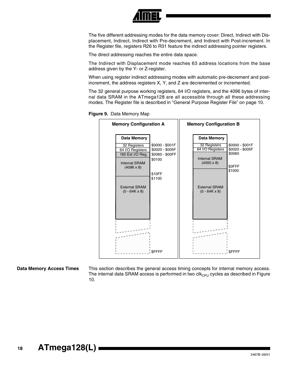 Data memory access times, Atmega128(l) | Rainbow Electronics ATmega128L User Manual | Page 18 / 331