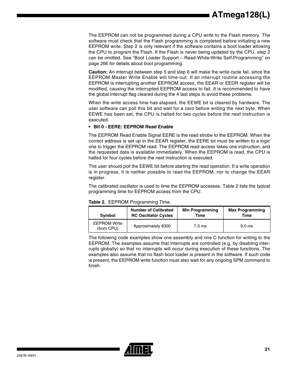 Table 2, Atmega128(l) | Rainbow Electronics ATmega128L User Manual | Page 21 / 331