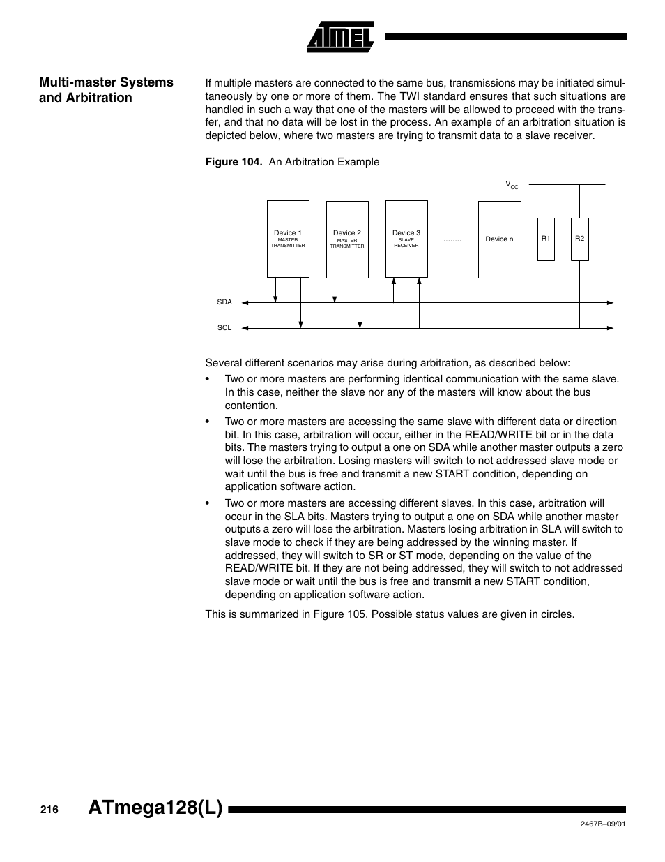 Multi-master systems and arbitration, Atmega128(l) | Rainbow Electronics ATmega128L User Manual | Page 216 / 331