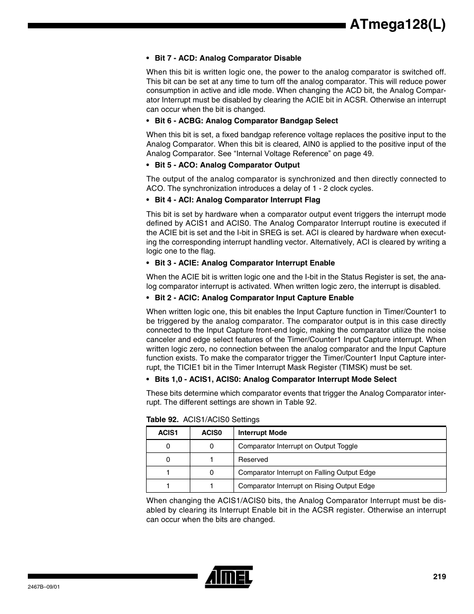 Atmega128(l) | Rainbow Electronics ATmega128L User Manual | Page 219 / 331