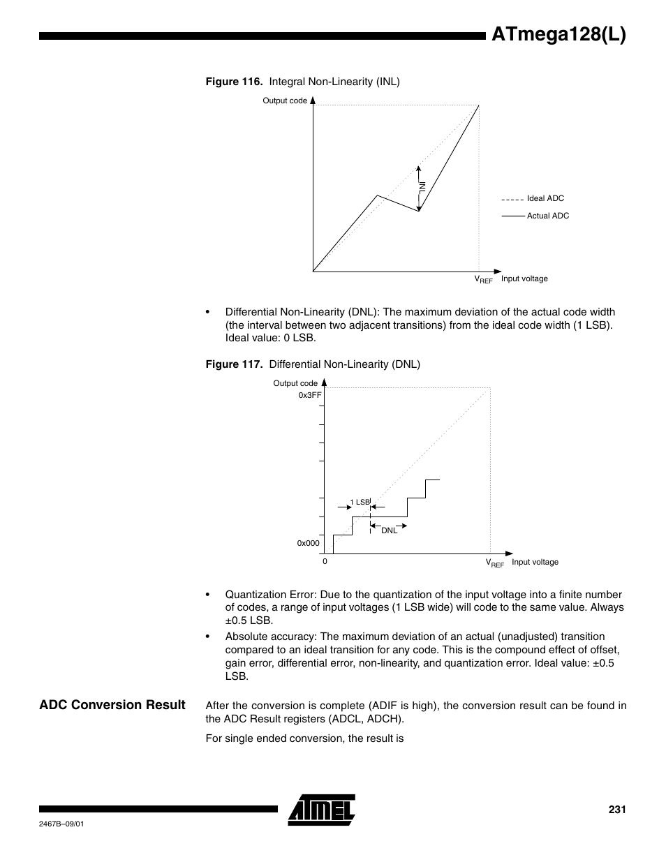 Adc conversion result, Atmega128(l) | Rainbow Electronics ATmega128L User Manual | Page 231 / 331