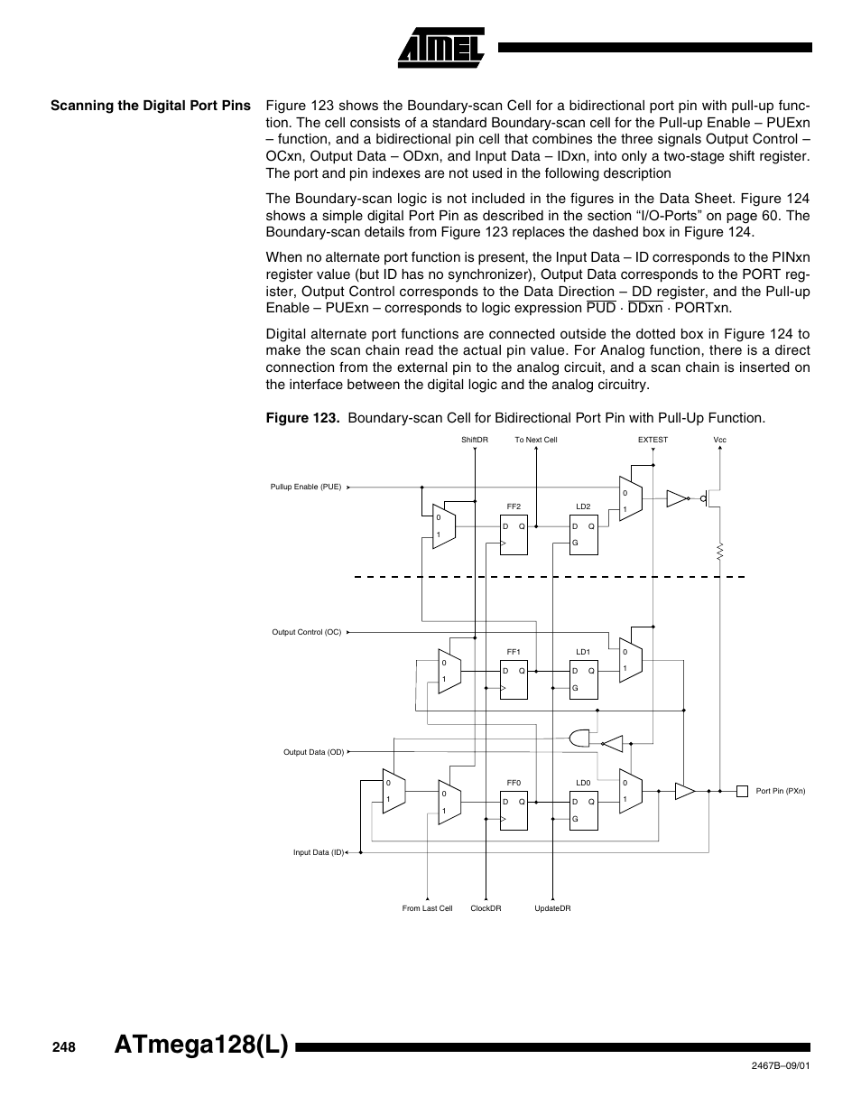 Scanning the digital port pins, Atmega128(l) | Rainbow Electronics ATmega128L User Manual | Page 248 / 331