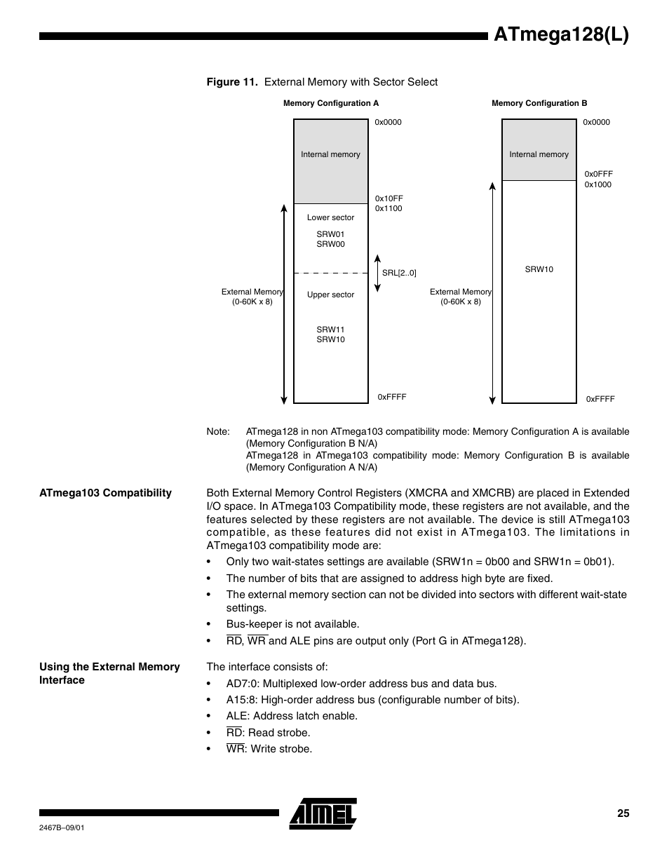 Atmega103 compatibility, Using the external memory interface, Figure 11 | Atmega128(l) | Rainbow Electronics ATmega128L User Manual | Page 25 / 331
