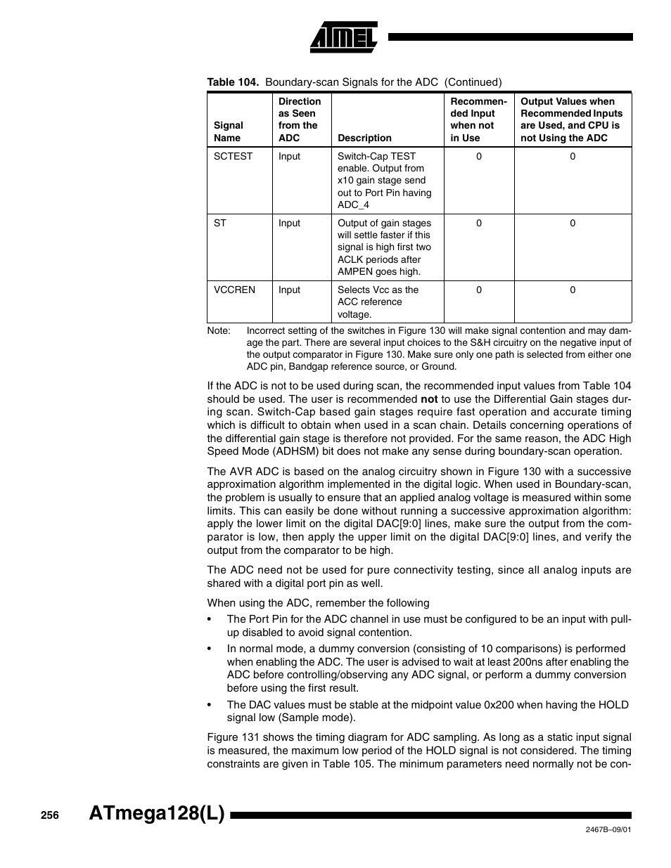Atmega128(l) | Rainbow Electronics ATmega128L User Manual | Page 256 / 331