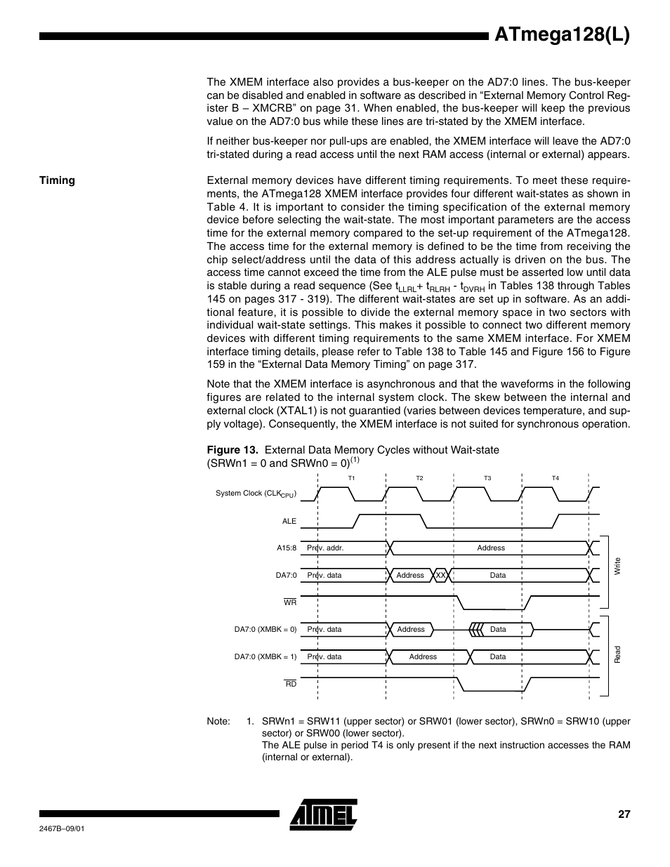 Timing, Figure 13, Atmega128(l) | Rainbow Electronics ATmega128L User Manual | Page 27 / 331