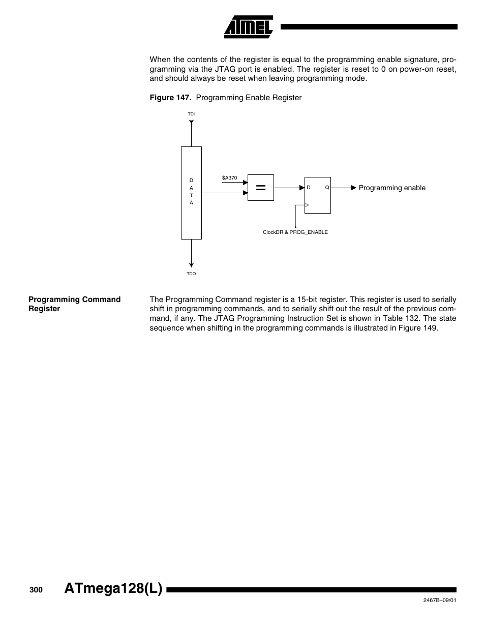 Programming command register, Atmega128(l) | Rainbow Electronics ATmega128L User Manual | Page 300 / 331