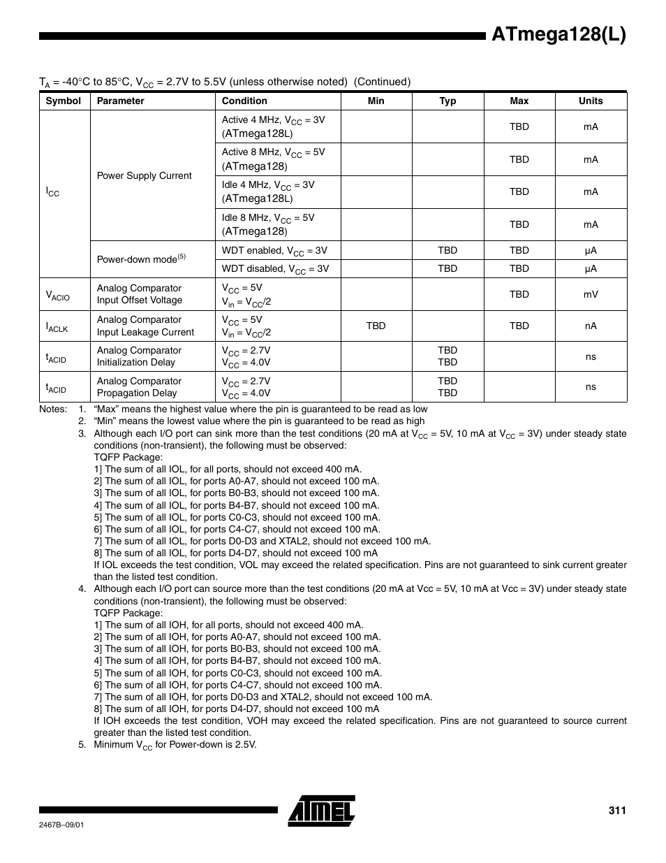 Atmega128(l) | Rainbow Electronics ATmega128L User Manual | Page 311 / 331