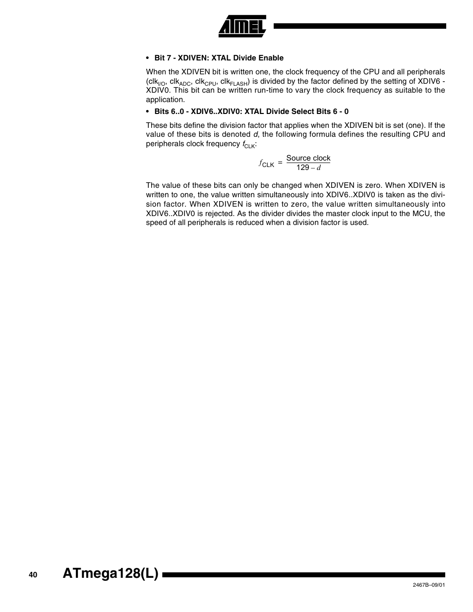 Atmega128(l) | Rainbow Electronics ATmega128L User Manual | Page 40 / 331