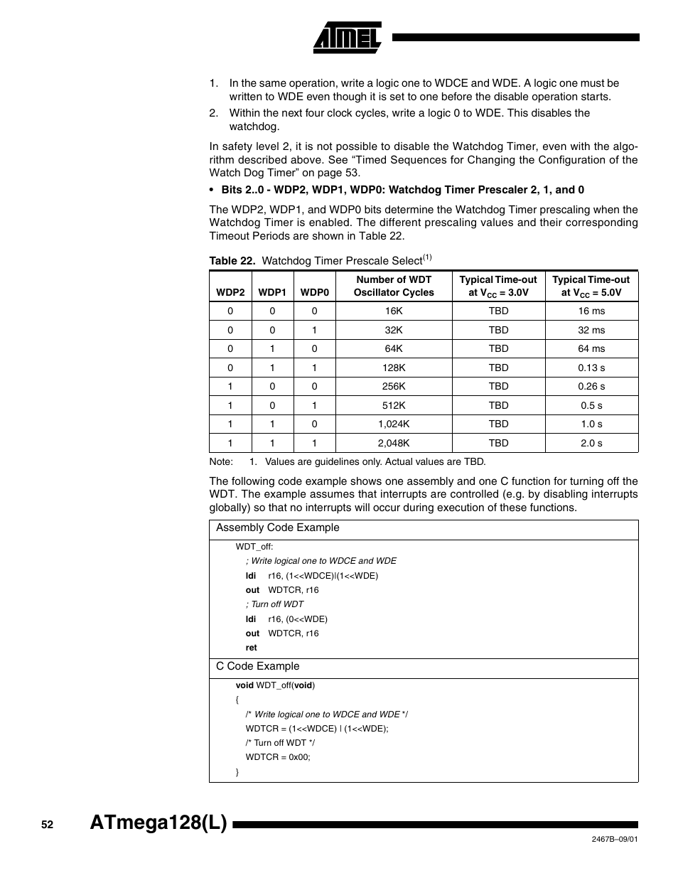 Atmega128(l) | Rainbow Electronics ATmega128L User Manual | Page 52 / 331