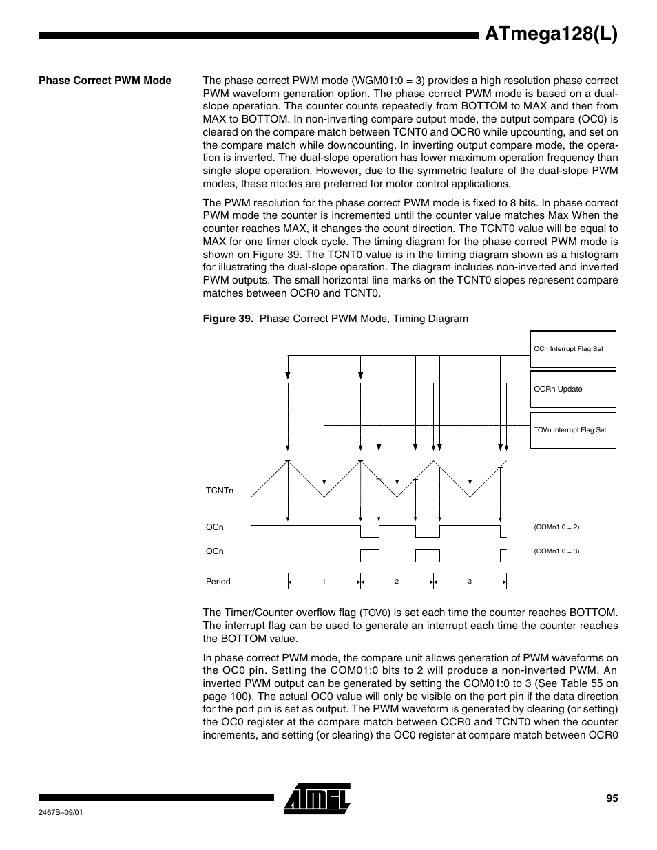 Phase correct pwm mode, Atmega128(l) | Rainbow Electronics ATmega128L User Manual | Page 95 / 331