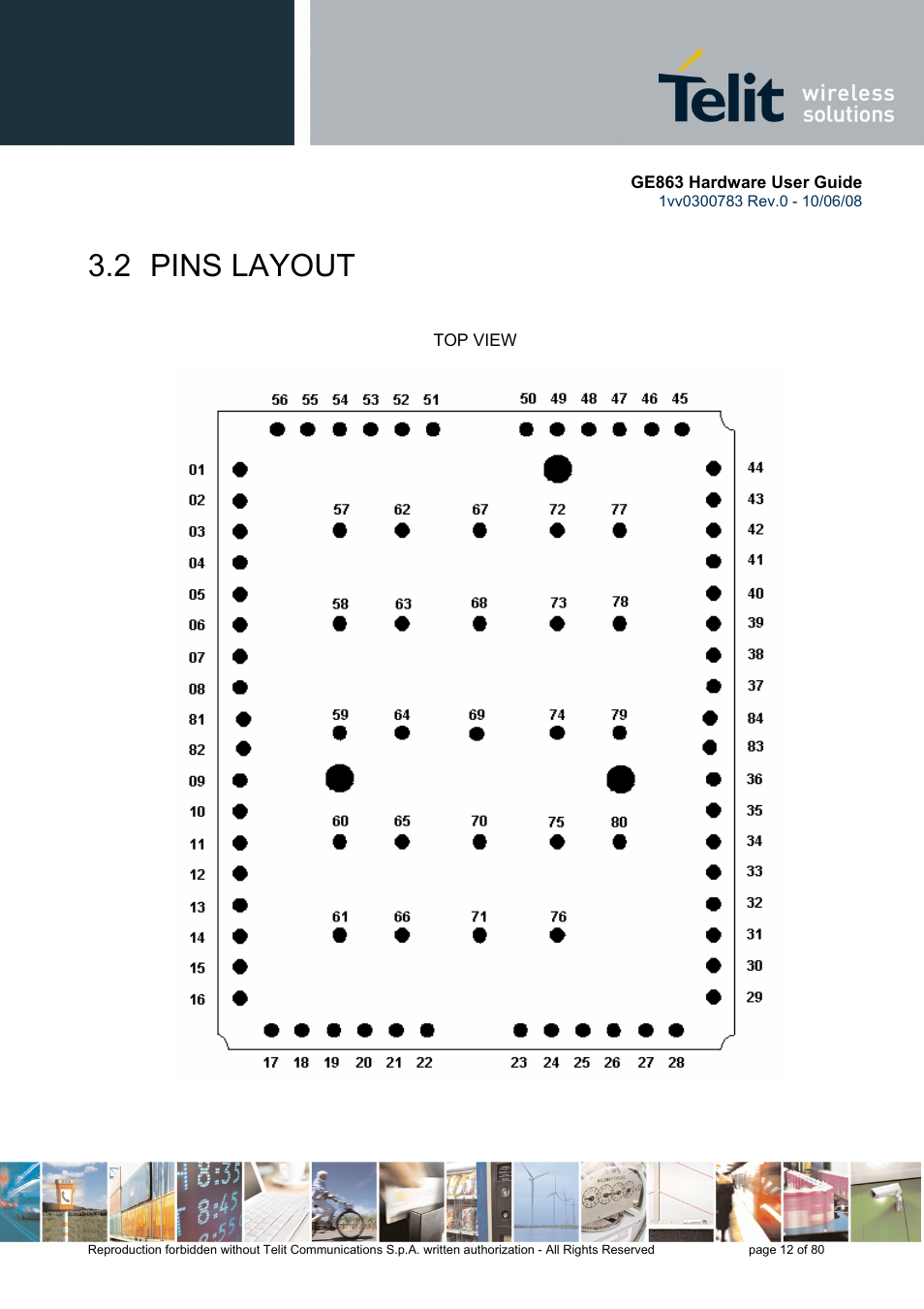 2 pins layout | Rainbow Electronics GE863-PY User Manual | Page 12 / 80