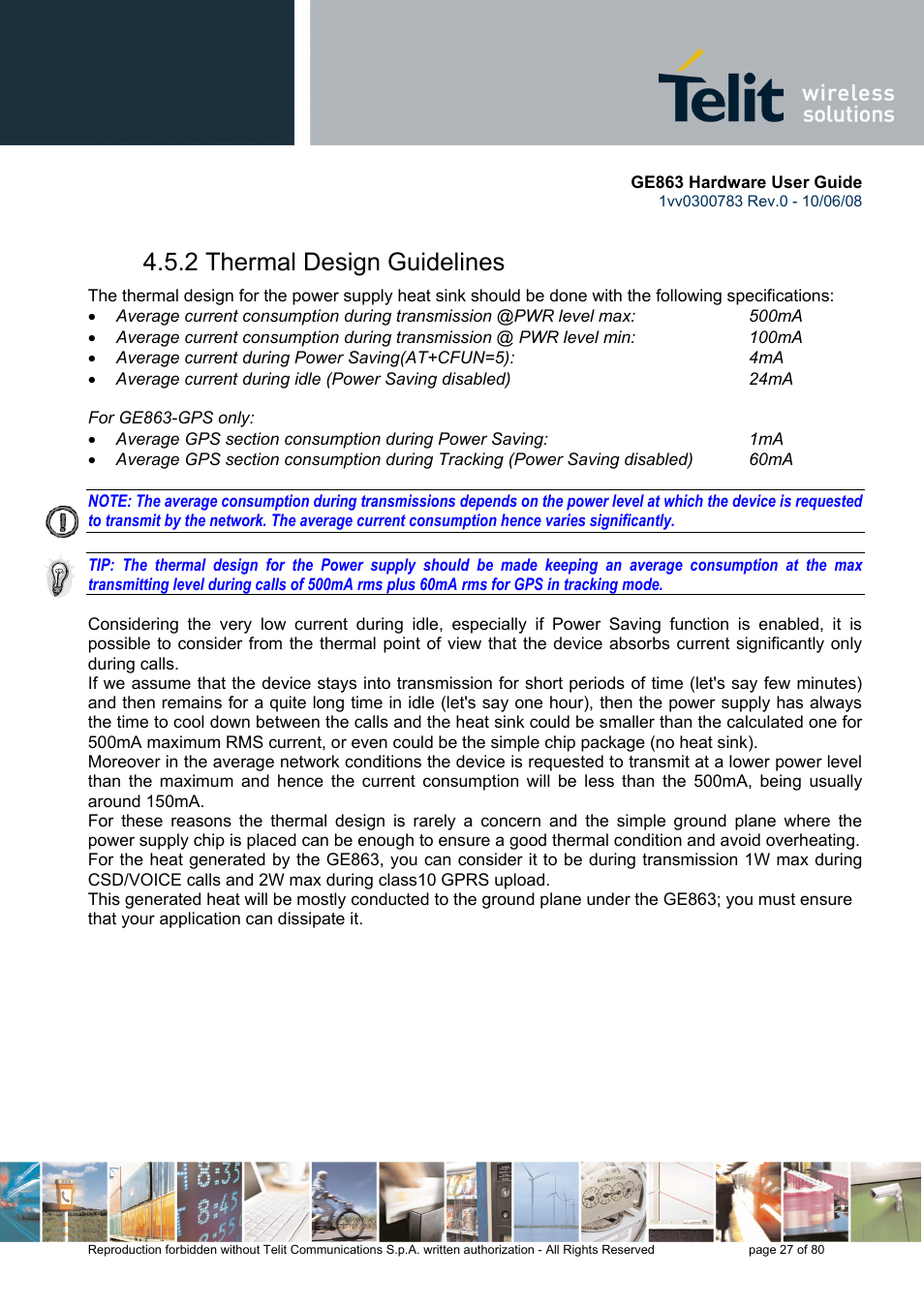 2 thermal design guidelines | Rainbow Electronics GE863-PY User Manual | Page 27 / 80